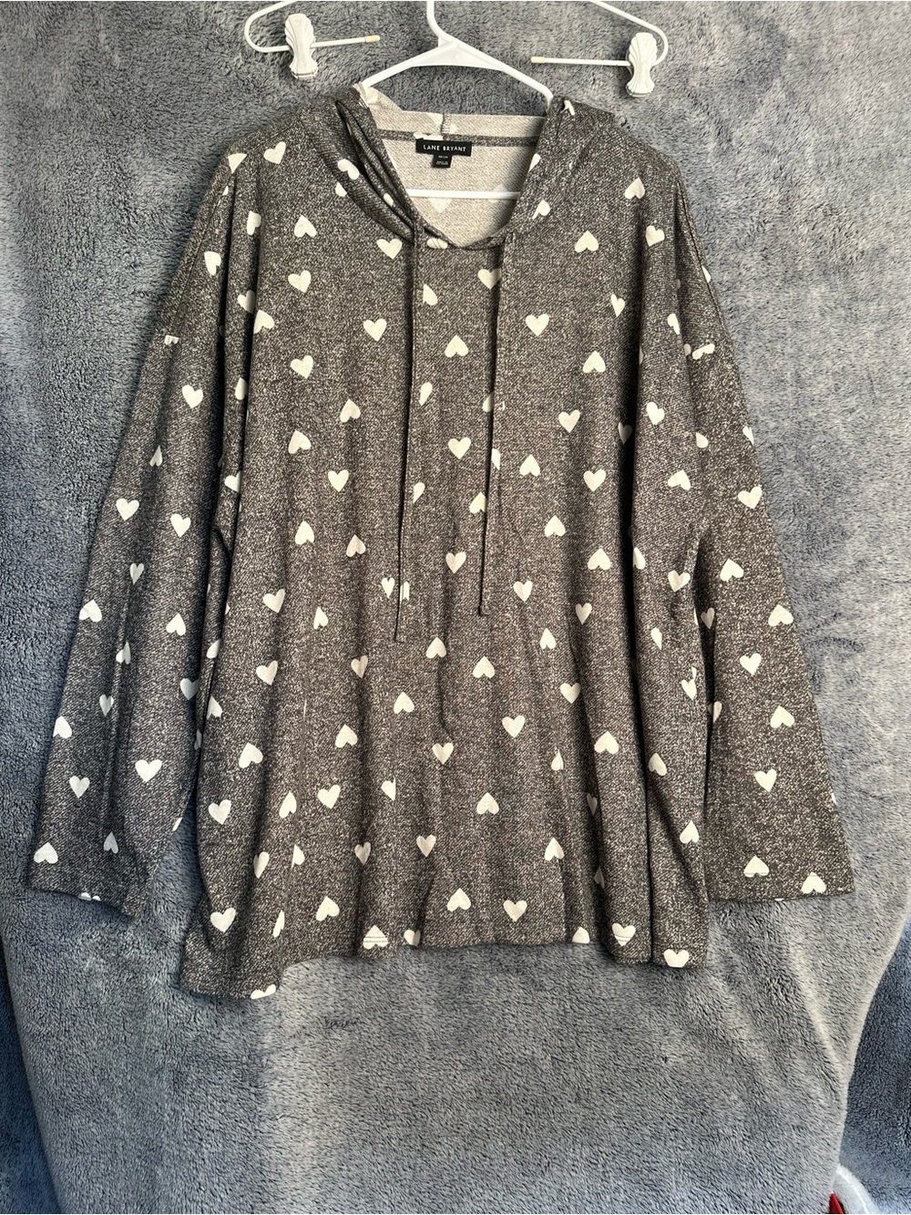 Lane Bryant Gray Hoodie with White Heart Print